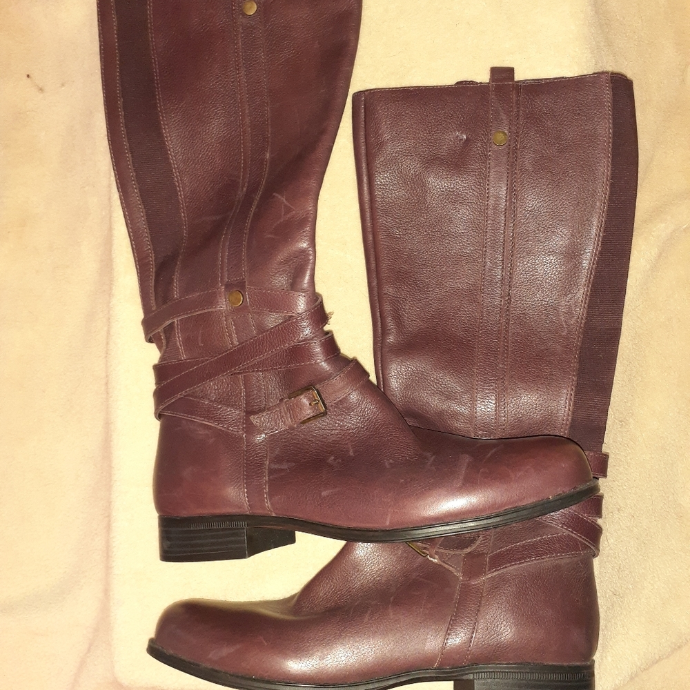 Naturalizer Burgundy Leather Riding Boot size 10 W
